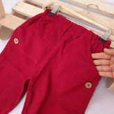 ست لباس پسرانه یلدایی طرح جلیقه و پاپیون مخمل کبریتی قرمز | لباس نوزادی و کودک