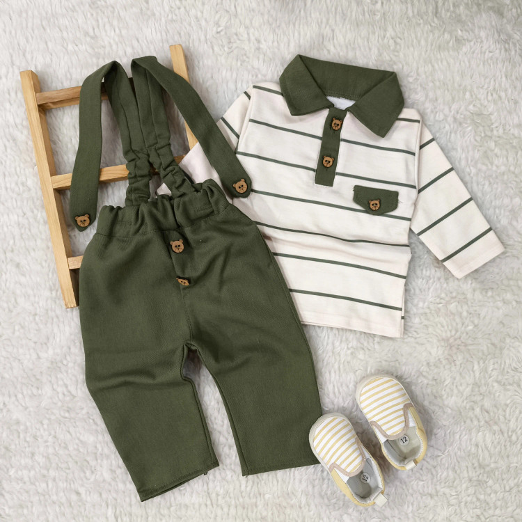 بلوز شلوار پسرانه طرح دار نخی و کتان مناسب نوزاد تا سه سال