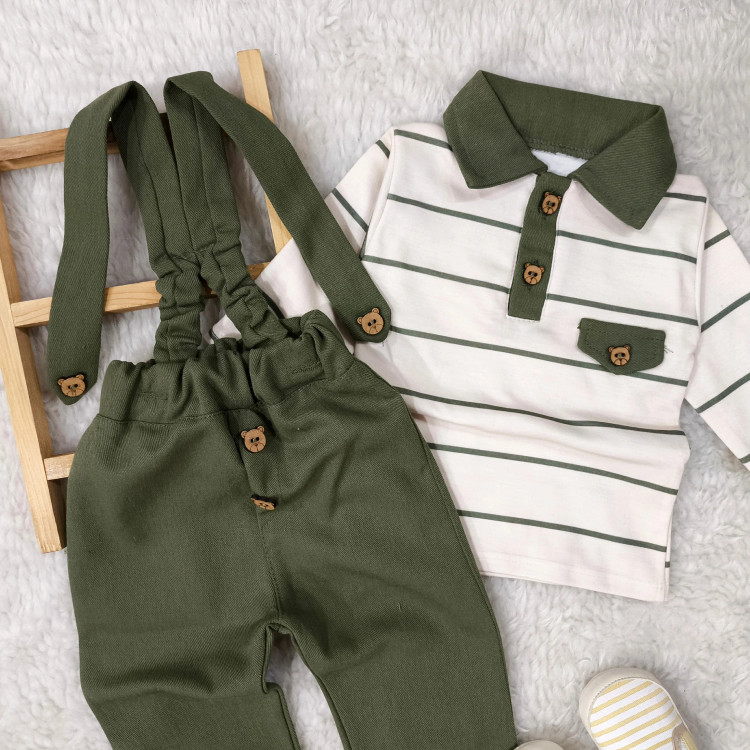 بلوز شلوار پسرانه طرح دار نخی و کتان مناسب نوزاد تا سه سال