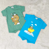 رامپر آستین کوتاه نوزادی سرهمی دخترانه رامپر پسرانه