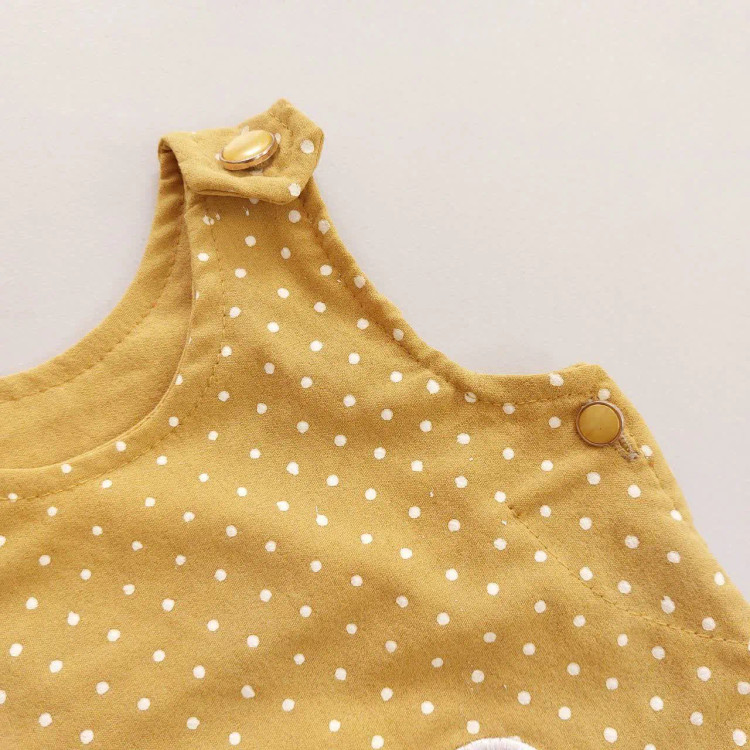 سارافون و شورت دخترانه طرح گل آفتابگردان خالدار نوزاد و کودک