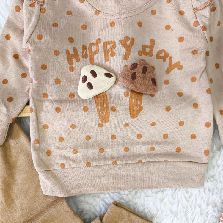 بلوز شلوار دخترانه طرح قارچ پولکی نوزادی و بچگانه