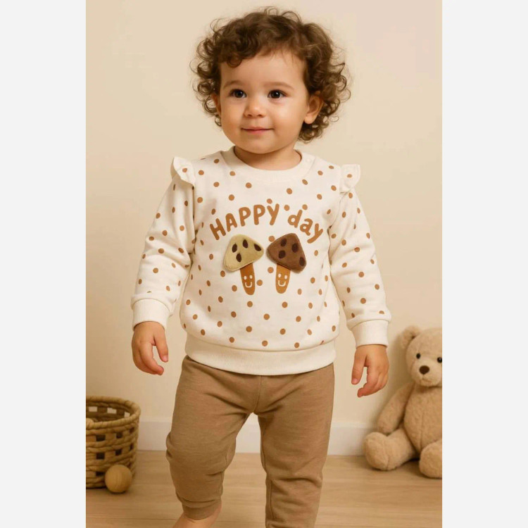 بلوز شلوار دخترانه طرح قارچ پولکی نوزادی و بچگانه