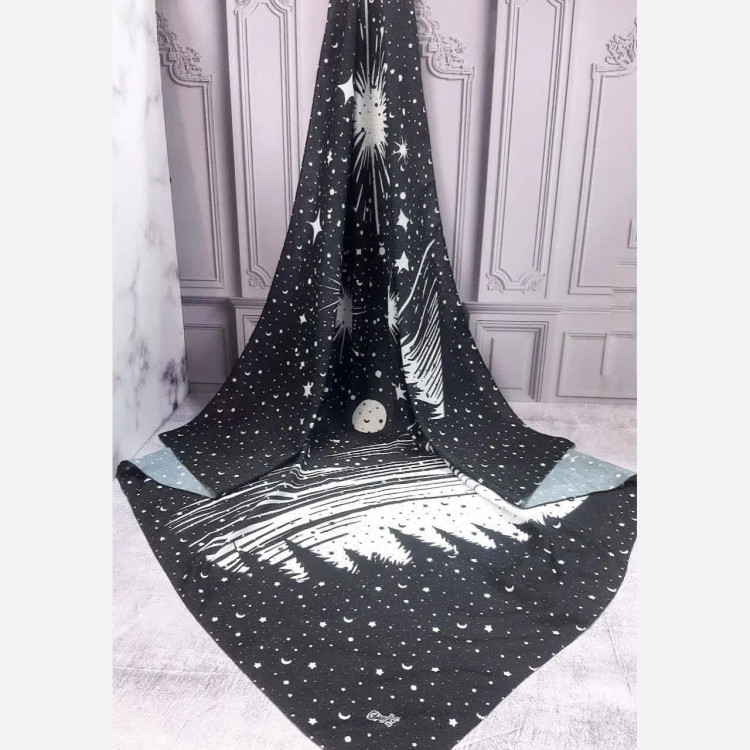 روسری زنانه طرح ماه و ستاره مشکی کد 123