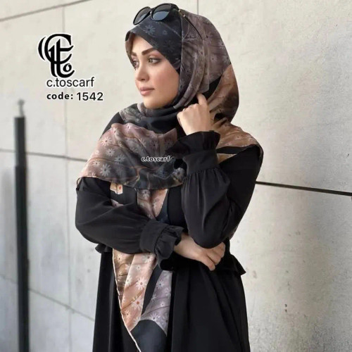 روسری طرح شهرزاد سیتو طرح برگ و گل نخ کاستوم قواره بزرگ 140 سانتی متر