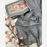 شال مجلسی نگین دار طرح سه بعدی سایز 140 جنس کتان چرخ دوز