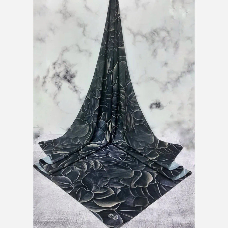 روسری طرح برگ سبز زنانه سایز 140 نخی کاستوم سی تو چرخ دوز