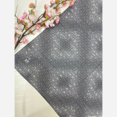 شال مجلسی نگین دار طرح سه بعدی سایز 140 جنس کتان چرخ دوز