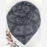 شال مجلسی نگین دار طرح سه بعدی سایز 140 جنس کتان چرخ دوز