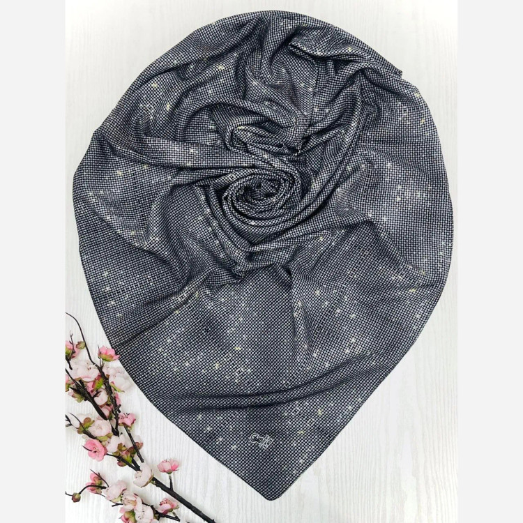 شال مجلسی نگین دار طرح سه بعدی سایز 140 جنس کتان چرخ دوز