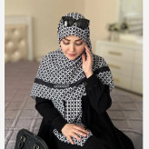 روسری زنانه طرح لوزی سفید مشکی کد 1408