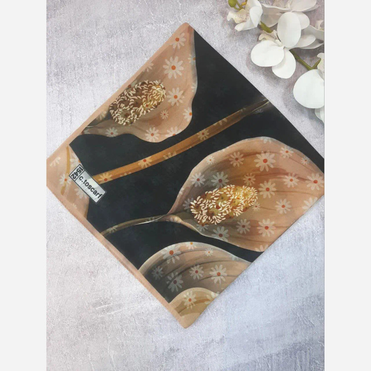 روسری طرح شهرزاد سیتو طرح برگ و گل نخ کاستوم قواره بزرگ 140 سانتی متر