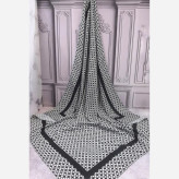 روسری زنانه طرح لوزی سفید مشکی کد 1408