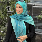 روسری نخی کاستوم طرح رزین قواره بزرگ 140سانت شیک و مجلسی