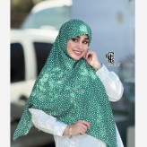 روسری نخی طرح خال خالی قواره 140 مجلسی دور چرخ دوز بدون لیز خوردگی