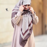 شال نخی طرح کاملیا سایز 140 رنگ کرم قهوه ای و سبز شیک و کاربردی