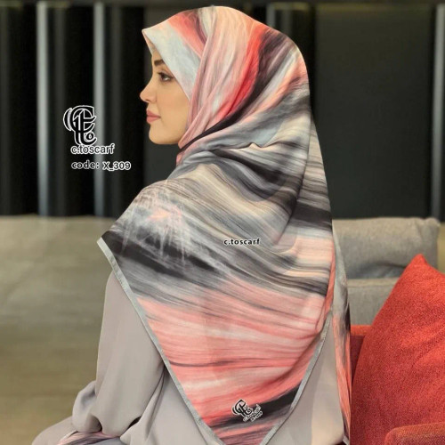 روسری طرح دریا نخ کاستوم سیتو قواره بزرگ 140 سانتیمتر چرخ دوز طرح خاص رنگی