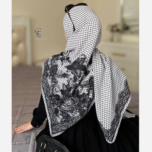 شال و روسری گیپور چاپی دورو طرح دار زنانه شیک مجلسی