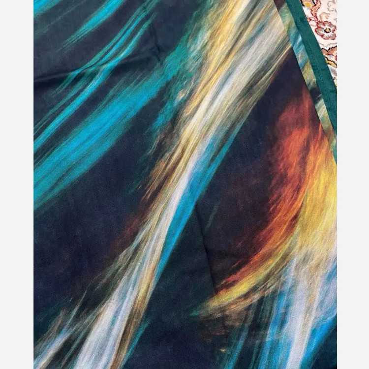 روسری طرح دریا نخ کاستوم سیتو قواره بزرگ 140 سانتیمتر چرخ دوز طرح خاص رنگی