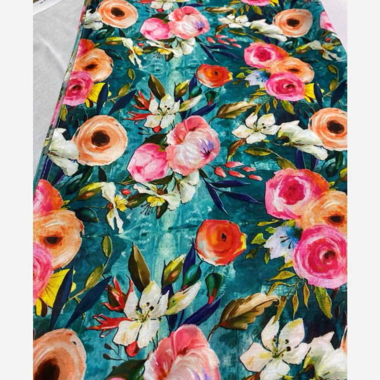 روسری نخی قواره بزرگ طرح گلدار کاستوم سیتو 140 سانتی زنانه