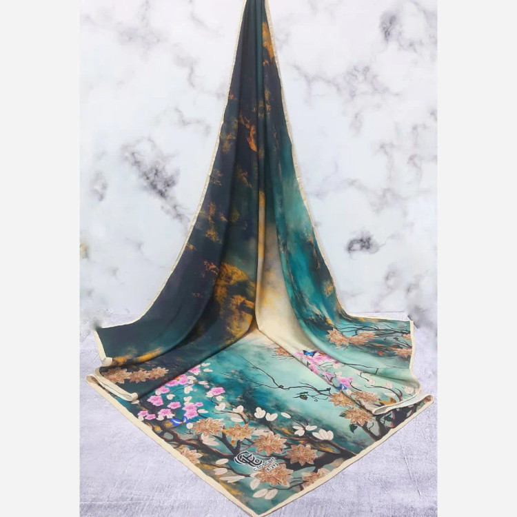 روسری نخی طرح گیتی قواره بزرگ 140 سانتیمتر | شال و روسری زنانه شیک