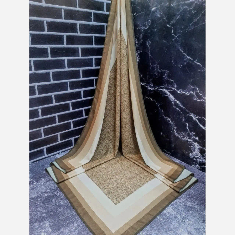 روسری نخی دورقاب طرحدار قواره بزرگ 140 سانتیمتر | روسری زنانه شیک و کاربردی