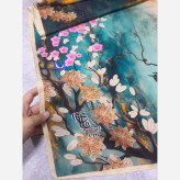 روسری نخی طرح گیتی قواره بزرگ 140 سانتیمتر | شال و روسری زنانه شیک