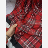 روسری طرح چهارخانه قرمز شیک نخی مناسب روزمره و مهمانی