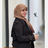 شال و روسری طرح گوچی نخ کاستوم سیتو نسکافه ای حاشیه قهوه ای