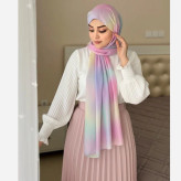 شال نخی کاستوم طرح رویایی پاستلی 70x200 مناسب مهمانی و استایل روزمره