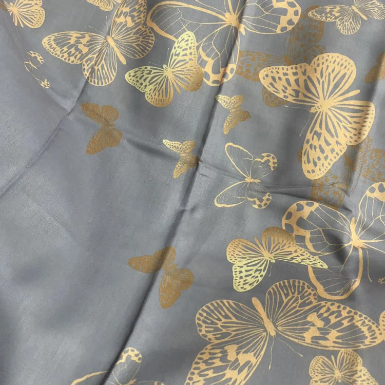 روسری نخی طرح پروانه طوسی قواره بزرگ 140 سانتیمتر چرخدوز شیک زنانه