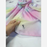 شال نخی کاستوم طرح رویایی پاستلی 70x200 مناسب مهمانی و استایل روزمره