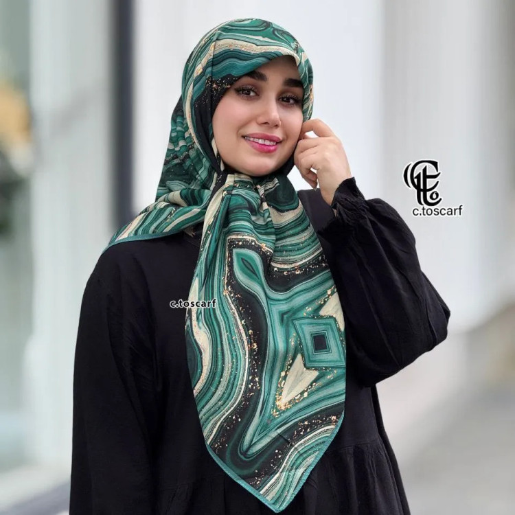 روسری طرح رزین نخ کاستوم سیتو قواره متوسط 110 سانتی متر چرخ دوز