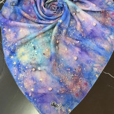 روسری طرح ساحل نخی سایز 140 | طرح کهکشانی و ستاره دریایی | خاص و شیک