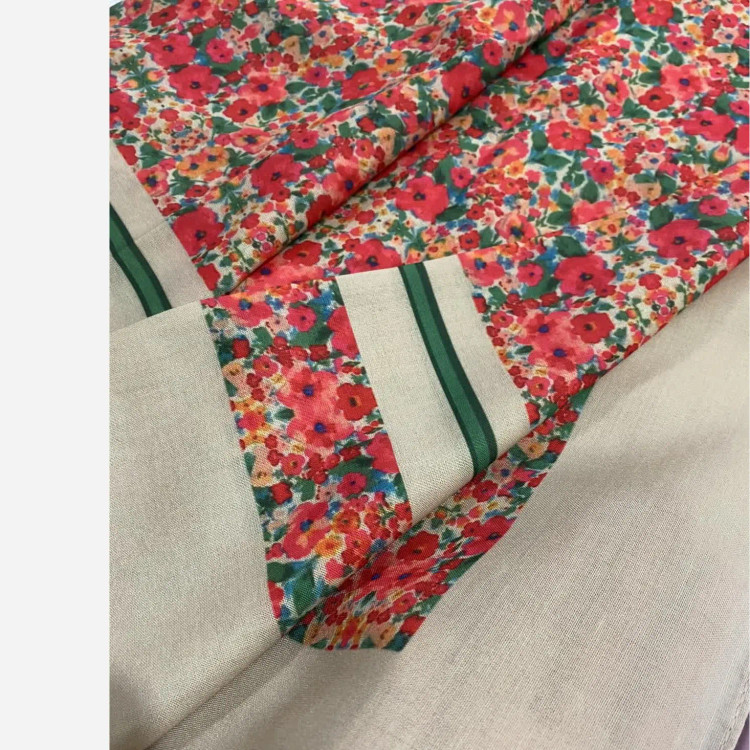 روسری نخی طرح گل ریز سایز 140 | شال و روسری زنانه