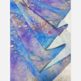 روسری طرح ساحل نخی سایز 140 | طرح کهکشانی و ستاره دریایی | خاص و شیک