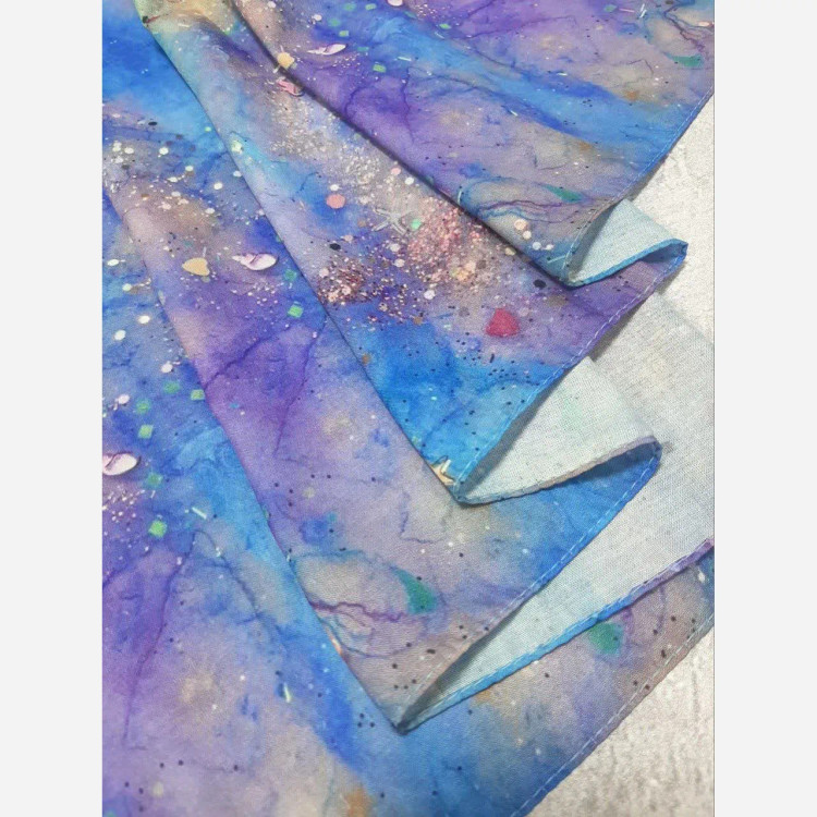 روسری طرح ساحل نخی سایز 140 | طرح کهکشانی و ستاره دریایی | خاص و شیک