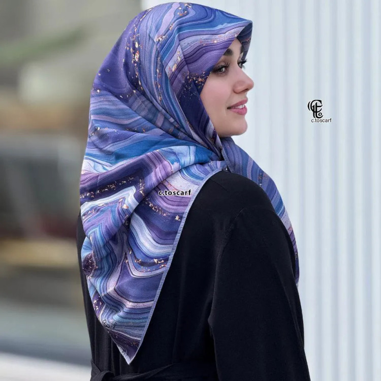 روسری طرح رزین نخ کاستوم سیتو قواره متوسط 110 سانتی متر چرخ دوز