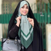 شال و روسری طرح کاملیا نخی کاستوم سیتو سایز 110 کرم قهوه ای و سبز