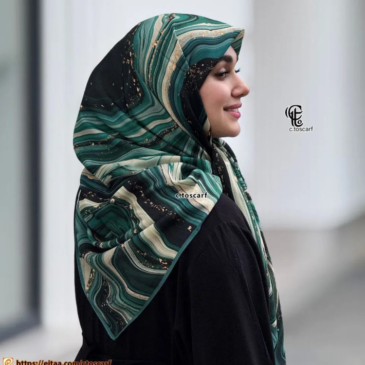 روسری طرح رزین نخ کاستوم سیتو قواره متوسط 110 سانتی متر چرخ دوز