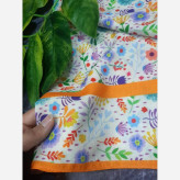 روسری طرح گلدخت بهاری تابستانی قواره بزرگ 140 سانتیمتر نخی طرح گل نارنجی شیک