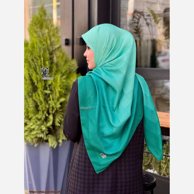 روسری طرح طیفی پله ای سایز 140 نخ کاستوم سی تو چرخ دوز