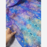 روسری طرح ساحل نخی سایز 140 | طرح کهکشانی و ستاره دریایی | خاص و شیک