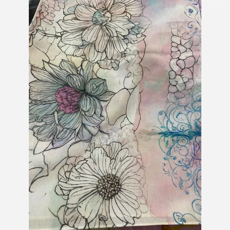 روسری نخی طرح بهار قواره 140 دور دوخت شال و روسری زنانه