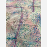 روسری نخی طرح بهار قواره 140 دور دوخت شال و روسری زنانه