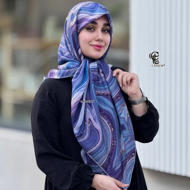 روسری طرح رزین نخ کاستوم سیتو قواره متوسط 110 سانتی متر چرخ دوز