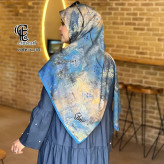 روسری طرح پتینه قواره 140 نخ کاستوم چرخ دوز لیز نیست