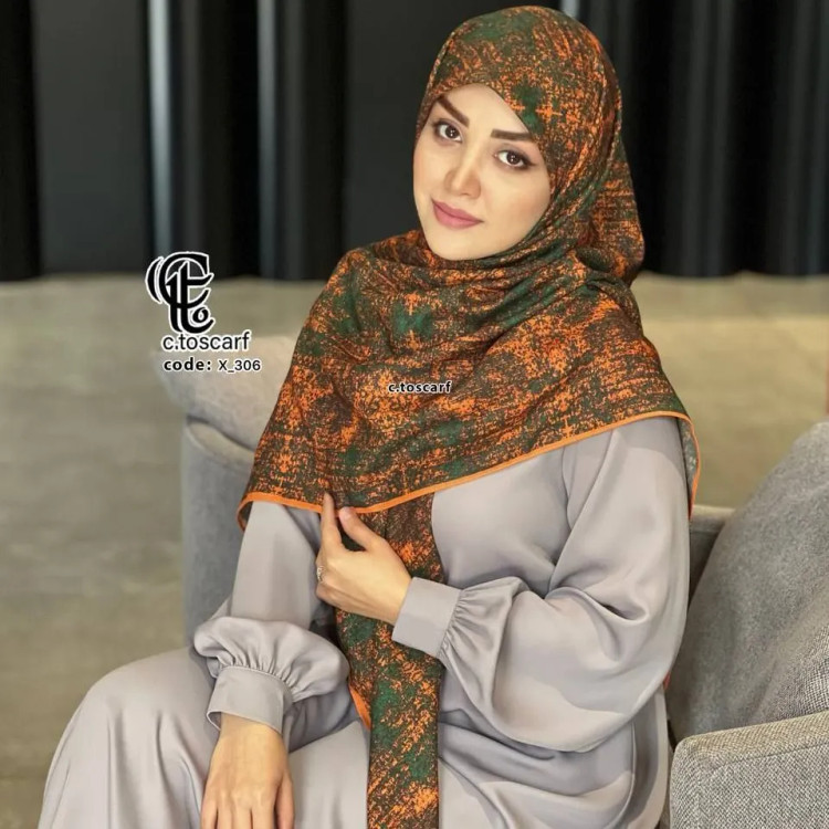 روسری نخی طرح ساناز قواره بزرگ 140 سانتیمتر شیک و خاص