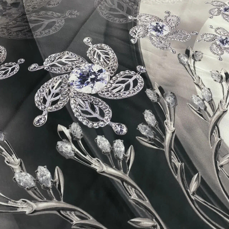 روسری زنانه طرح طناز دو رو، نخ کاستوم سیتو، قواره بزرگ 140 سانتیمتر، گل برجسته، لیز نیست