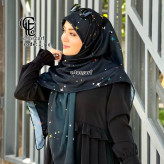 شال نخی قواره بزرگ طرح ستاره شب سرمه ای | بدون لیز خوردگی | 140 سانتی متر